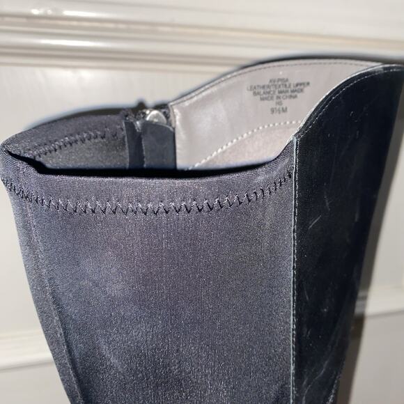 ADRIENNE VITTADINI Black Leather 9.5 Knee High Boots 3.5” Stiletto Full Zipper - Picture 5 of 13
